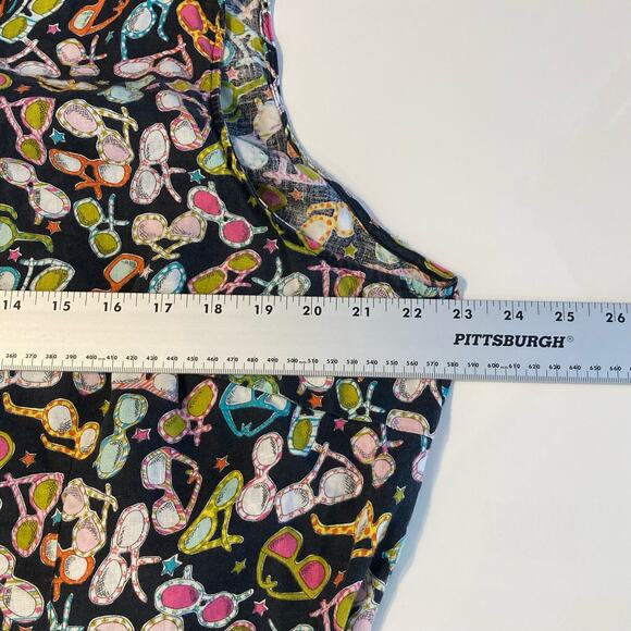 NWOT SILKLAND Blouse 2X Sleeveless Button Up Novelty Print Glasses Multicolor - Picture 4 of 5